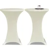 VIDAXL - Housse de table ø 80 cm crème extensible 2 pcs