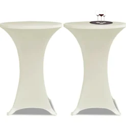 VIDAXL - Housse de table ø 80 cm crème extensible 2 pcs