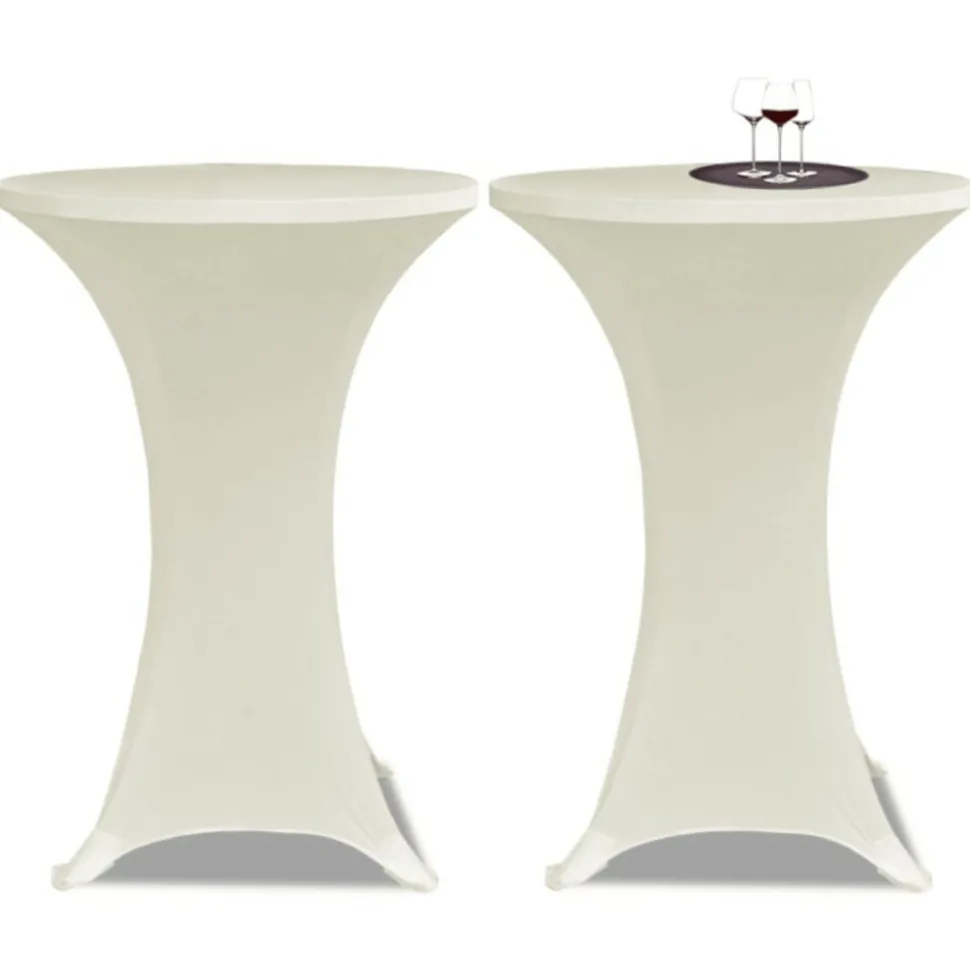VIDAXL - Housse de table ø 80 cm crème extensible 2 pcs