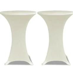 VIDAXL - Housse de table ø 80 cm crème extensible 2 pcs