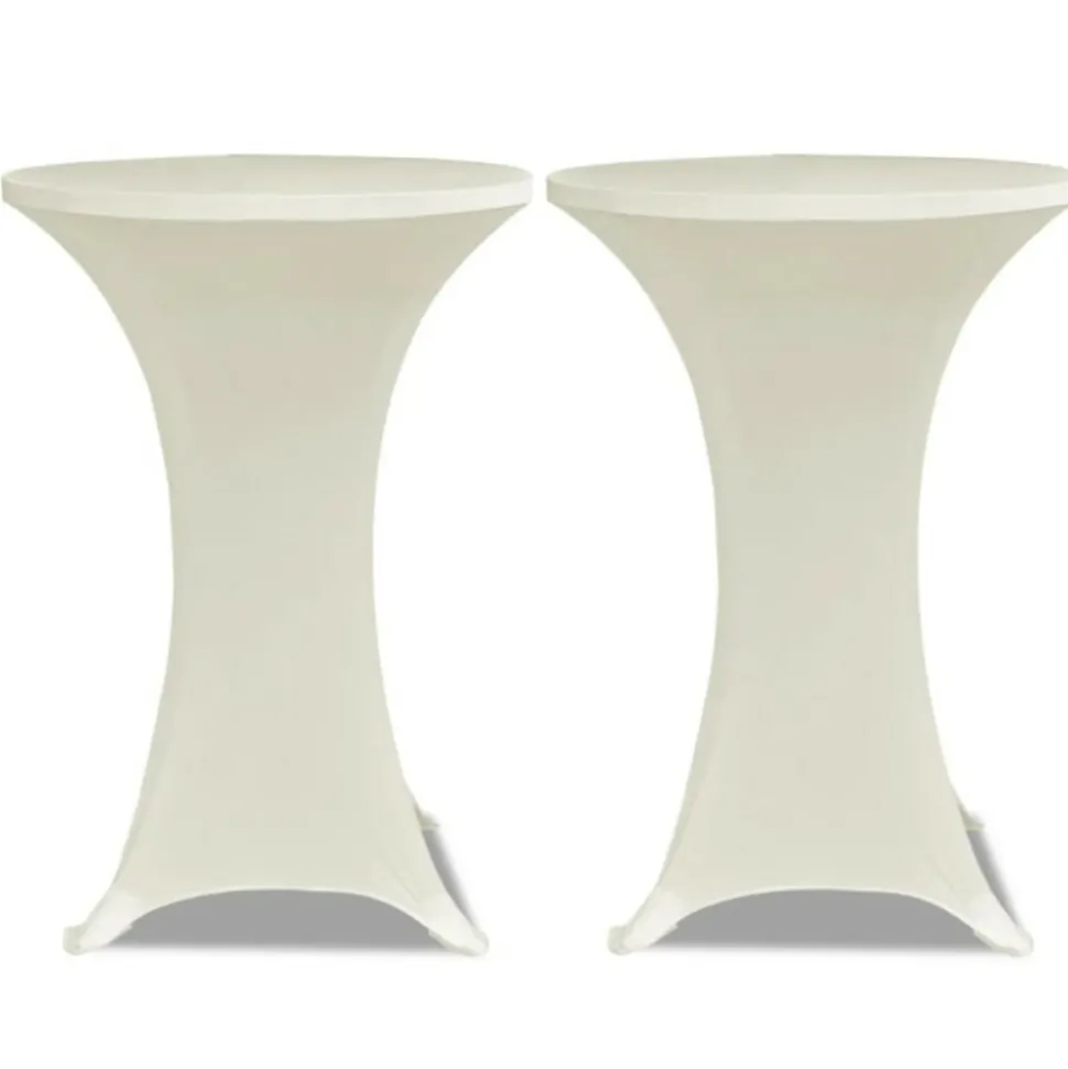 VIDAXL - Housse de table ø 80 cm crème extensible 2 pcs