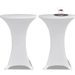 VIDAXL - Housse de table ø 70 cm blanc extensible 2 pcs