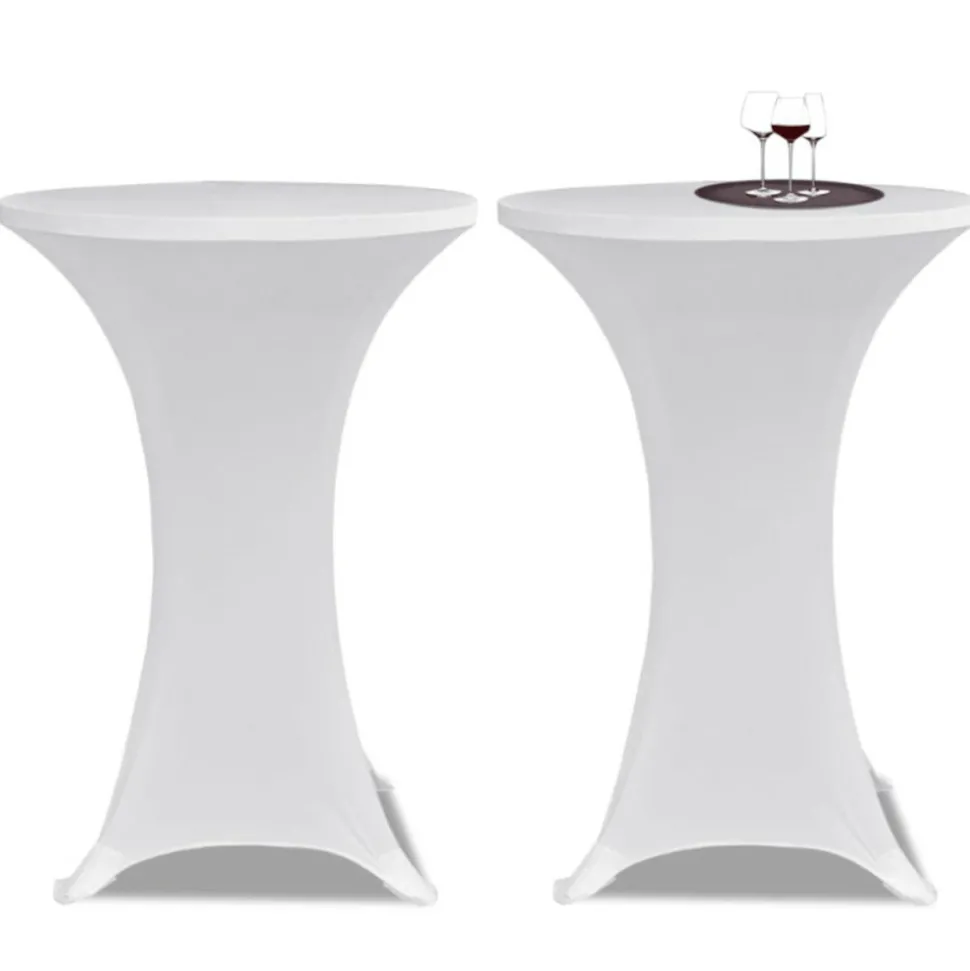 VIDAXL - Housse de table ø 70 cm blanc extensible 2 pcs