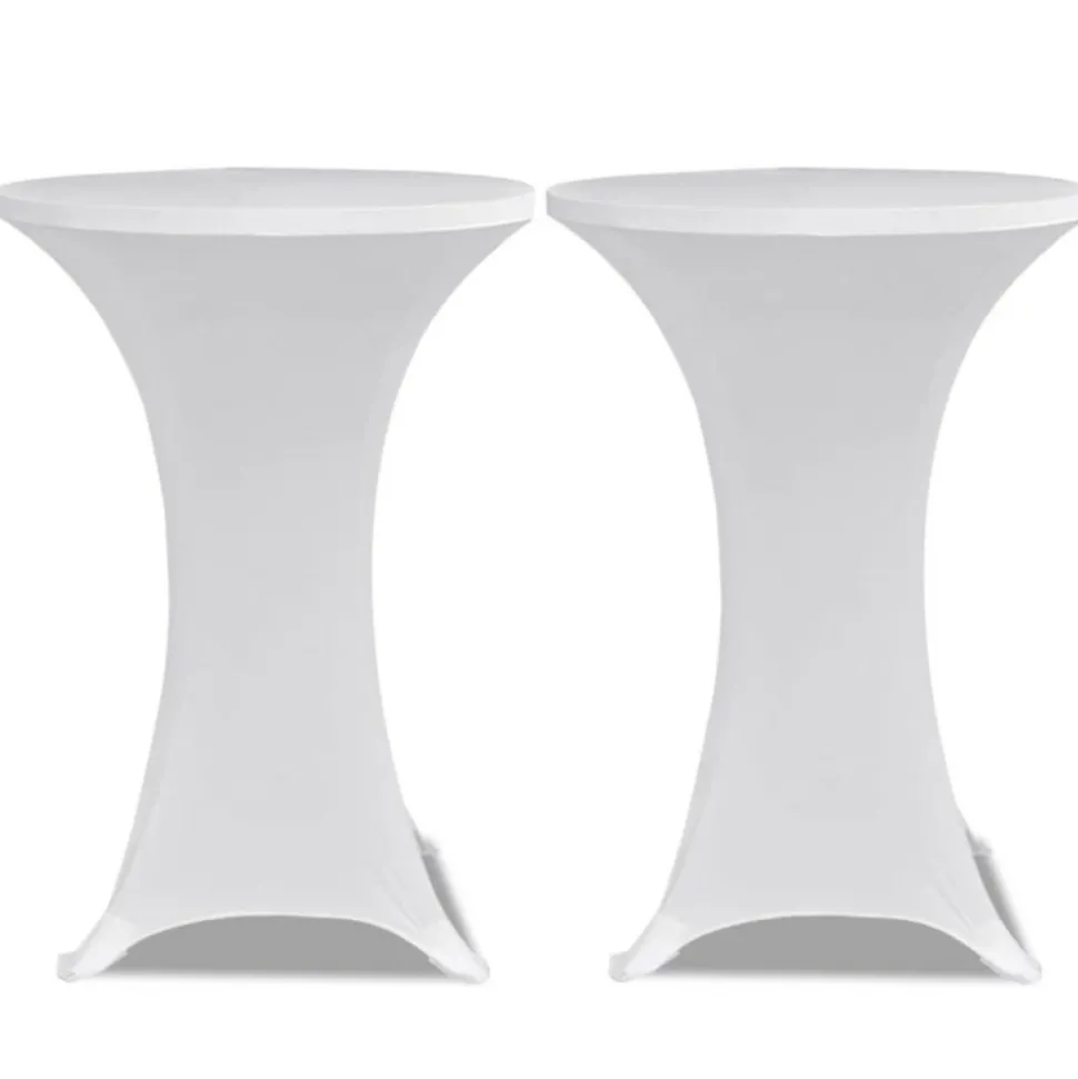VIDAXL - Housse de table ø 70 cm blanc extensible 2 pcs