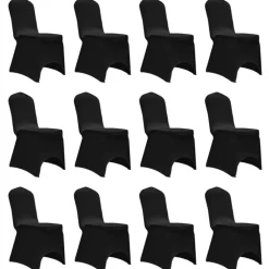 VIDAXL - Housses élastiques de chaise noir 12 pcs