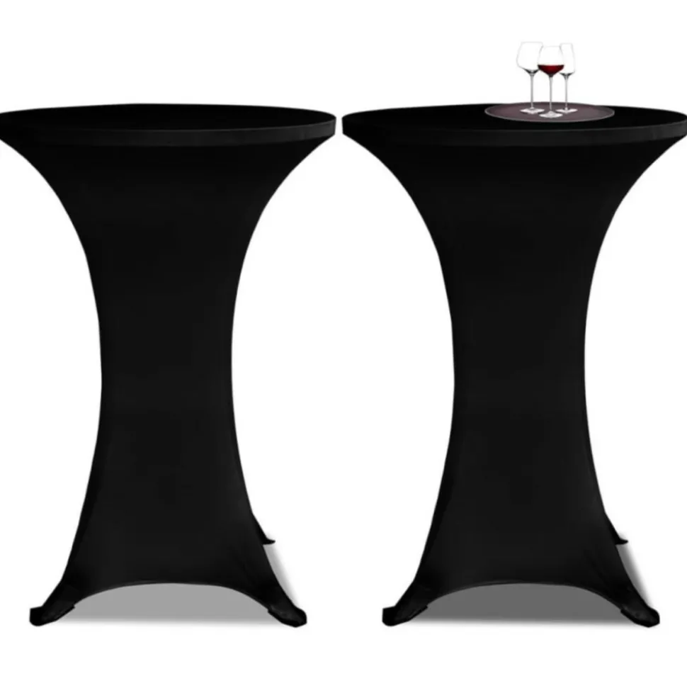 VIDAXL - Housses élastiques de table ø 80 cm noir 2 pcs