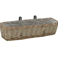 VIDAXL - Jardinière de balcon 2 pcs osier avec doublure en pe 60 cm
