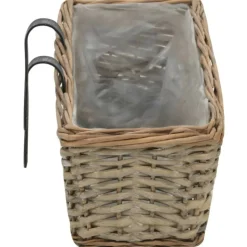 VIDAXL - Jardinière de balcon 2 pcs osier avec doublure en pe 60 cm