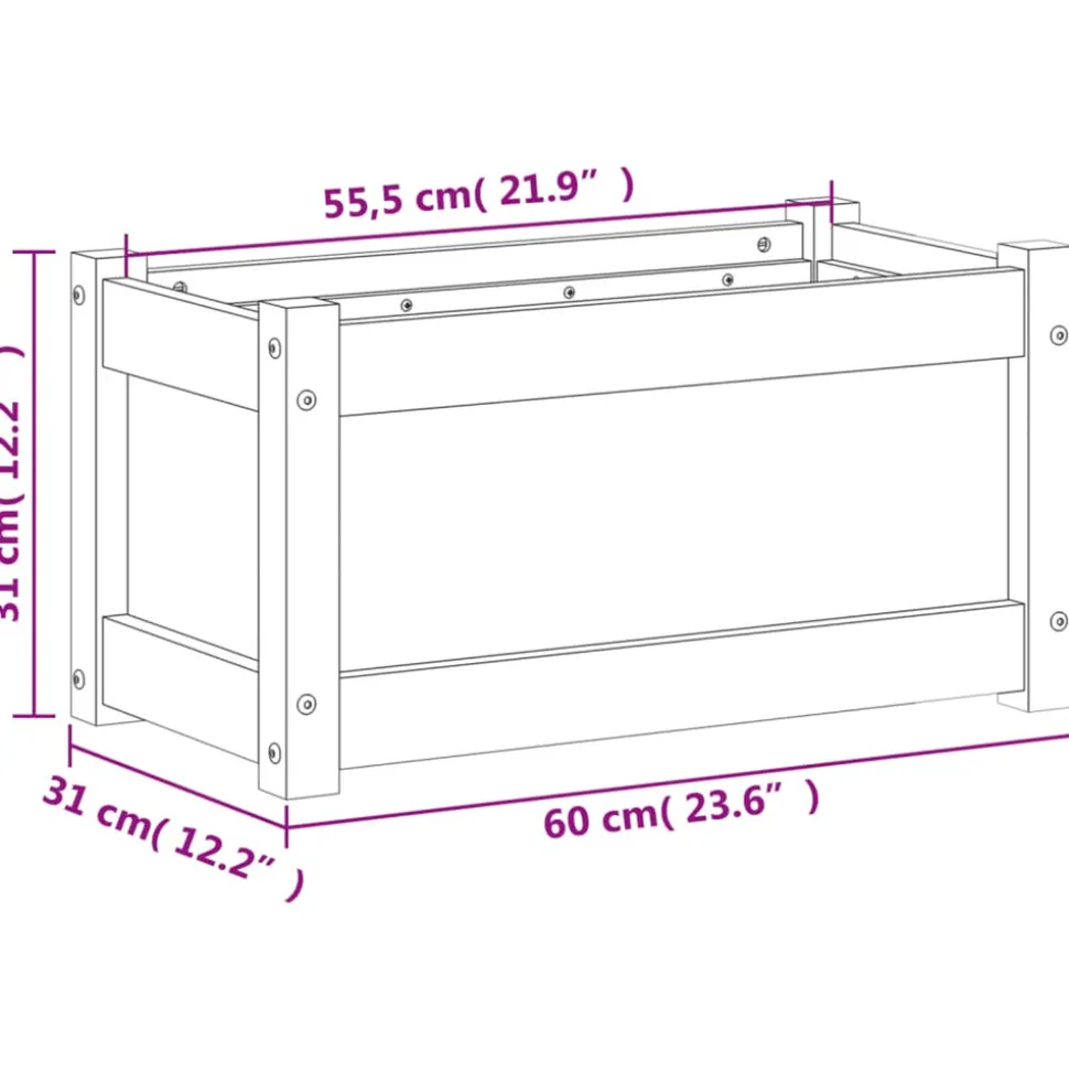 VIDAXL - Jardinière 60x31x31 cm bois massif douglas