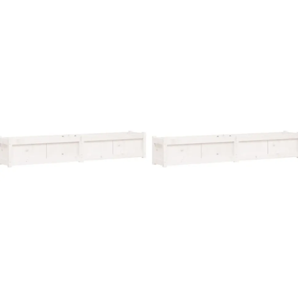VIDAXL - Jardinières 2 pcs blanc bois de pin massif