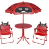 VIDAXL - Jeu de bistro avec parasol pour enfants 3 pcs rouge