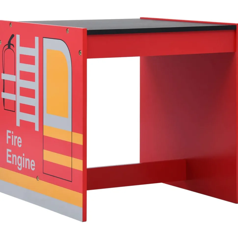 VIDAXL - Jeu de table et chaises d'enfants 3 pcs camion de pompiers bois