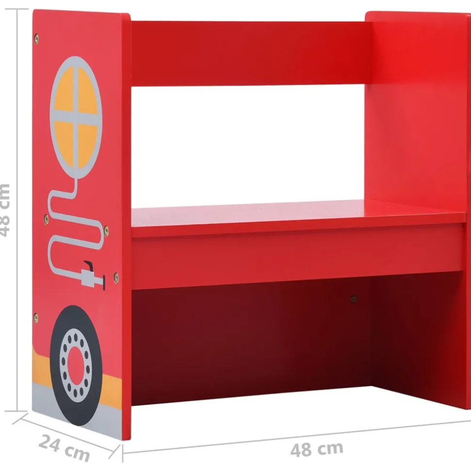 VIDAXL - Jeu de table et chaises d'enfants 3 pcs camion de pompiers bois