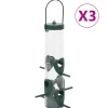 VIDAXL - Mangeoires pour oiseaux 3 pcs vert foncé 17x17x32 cm