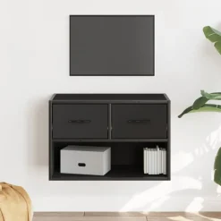 VIDAXL - Meuble tv noir 60x31x39,5 cm bois d'ingénierie et métal