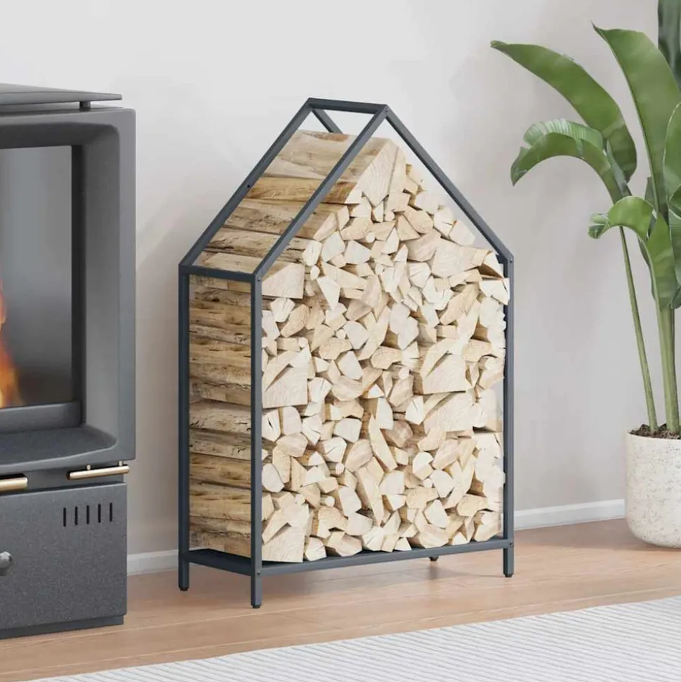 VIDAXL - Portant de bois chauffage anthracite 60x25x90 cm