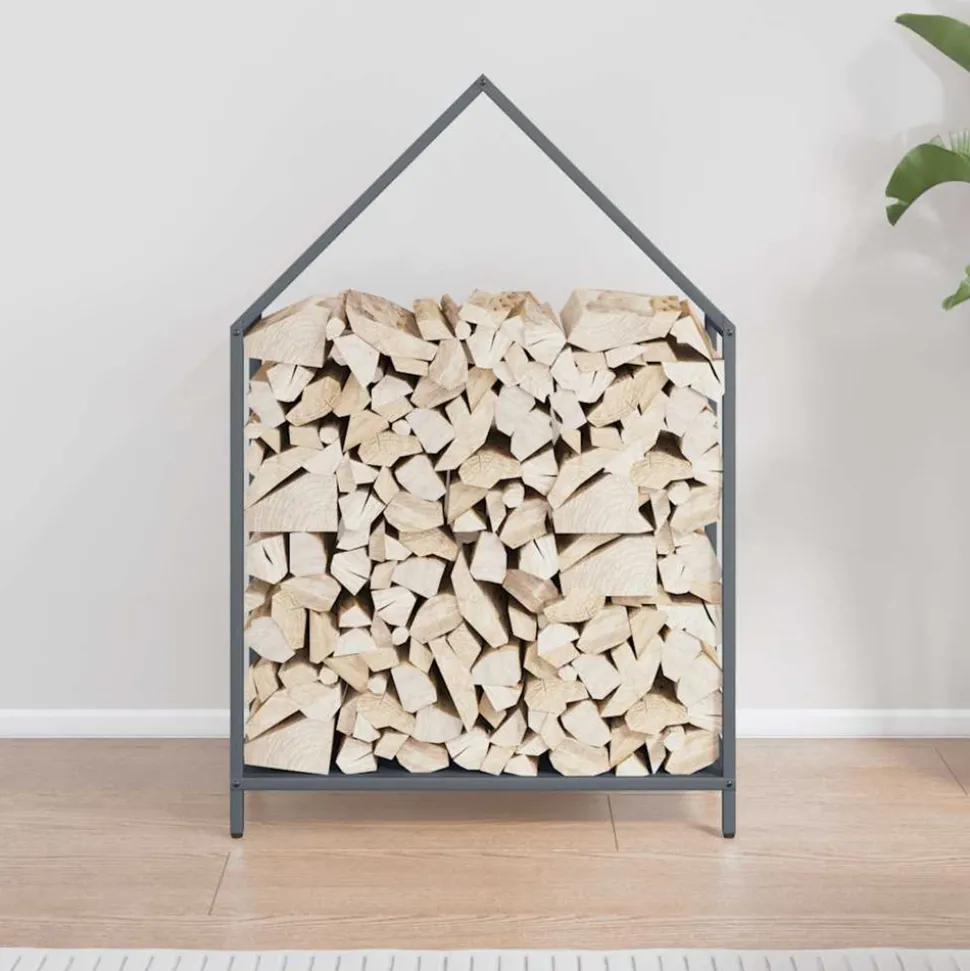 VIDAXL - Portant de bois chauffage anthracite 60x25x90 cm