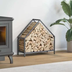 VIDAXL - Portant de bois chauffage anthracite 60x25x60 cm