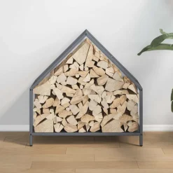 VIDAXL - Portant de bois chauffage anthracite 60x25x60 cm