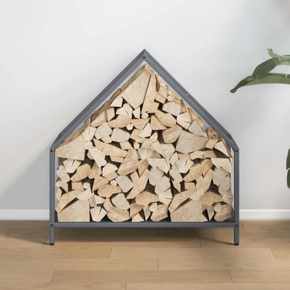 VIDAXL - Portant de bois chauffage anthracite 60x25x60 cm