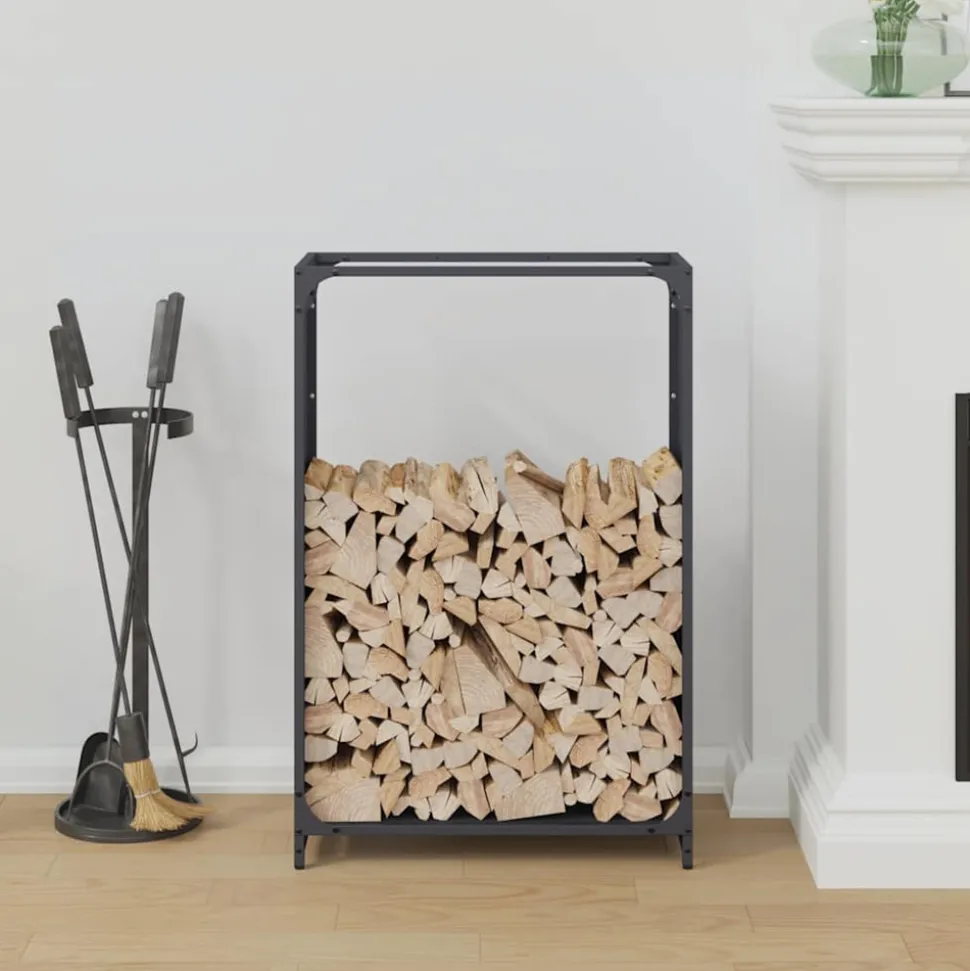 VIDAXL - Portant de bois chauffage anthracite 60x28x90 cm