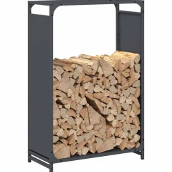 VIDAXL - Portant de bois chauffage anthracite 60x28x90 cm