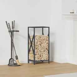 VIDAXL - Portant de bois chauffage anthracite 34x25x70 cm