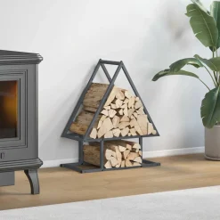 VIDAXL - Portant de bois chauffage anthracite 50x25x60 cm