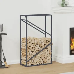 VIDAXL - Portant de bois chauffage anthracite 60x25x100 cm