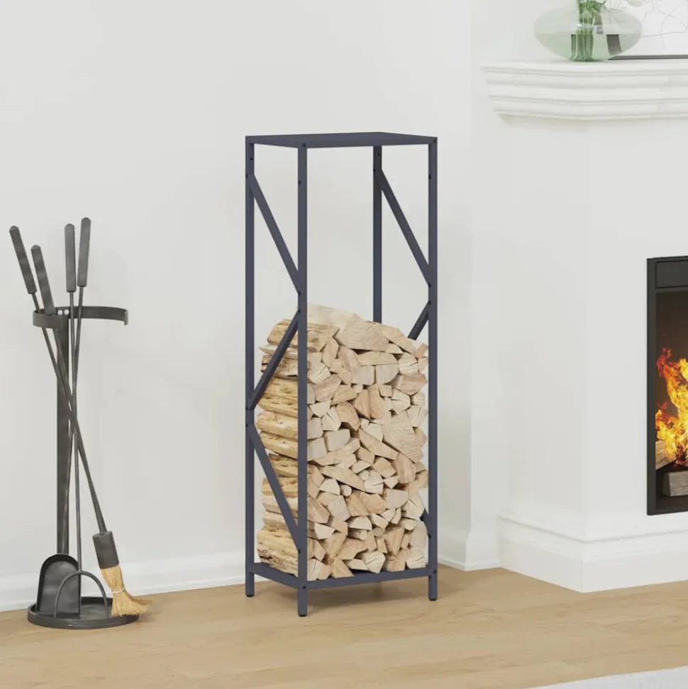 VIDAXL - Portant de bois chauffage anthracite 34x25x100 cm