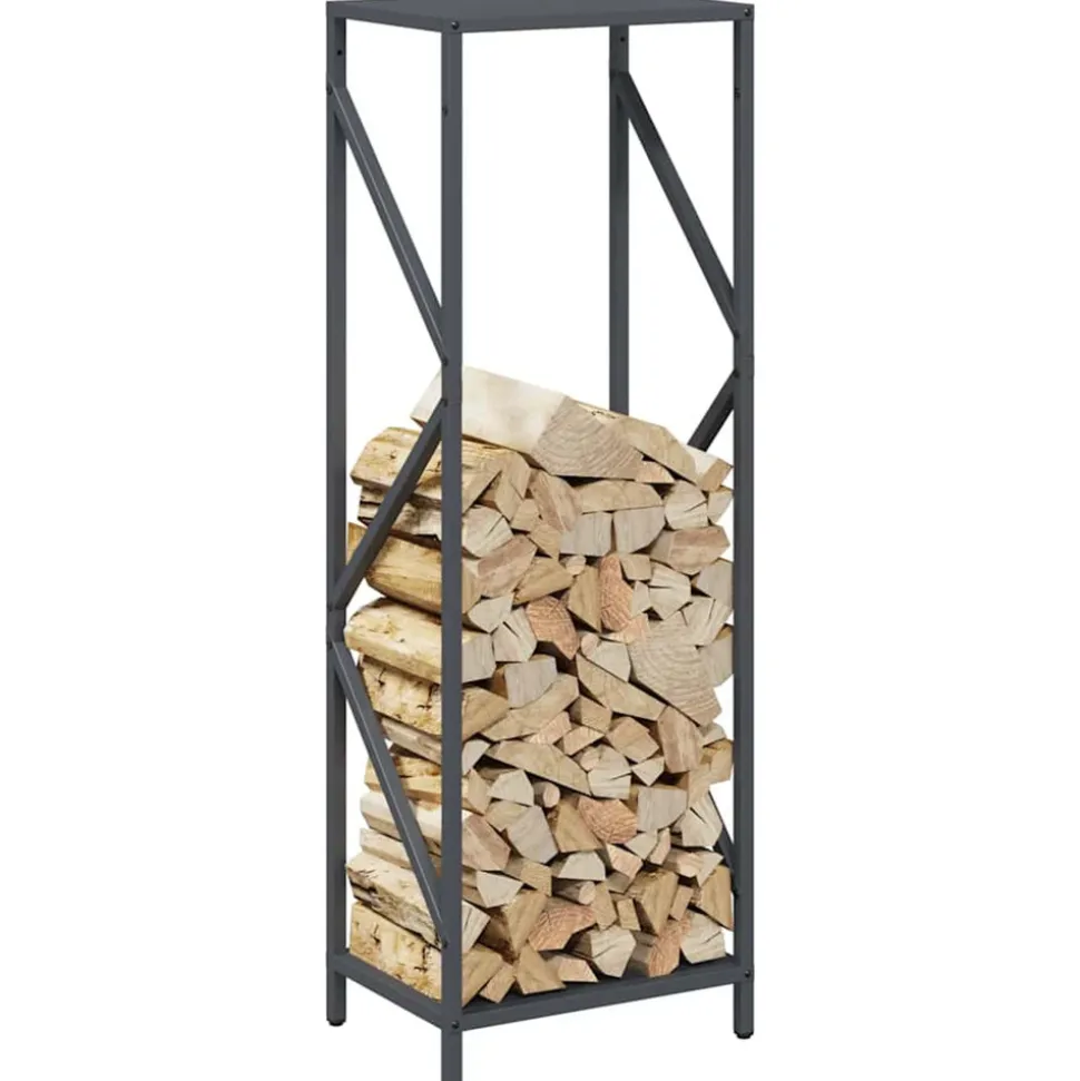 VIDAXL - Portant de bois chauffage anthracite 34x25x100 cm