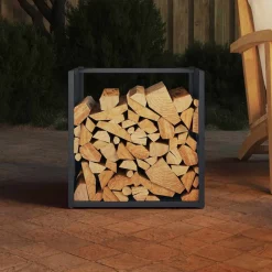 VIDAXL - Portant de bois chauffage anthracite 40x40x40 cm