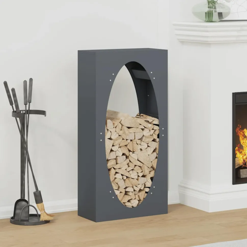 VIDAXL - Portant de bois chauffage anthracite 50x23x100 cm