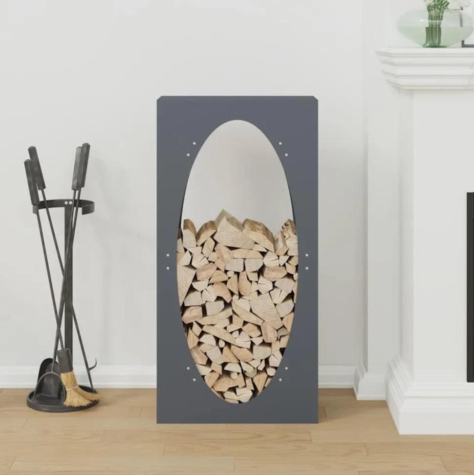 VIDAXL - Portant de bois chauffage anthracite 50x23x100 cm