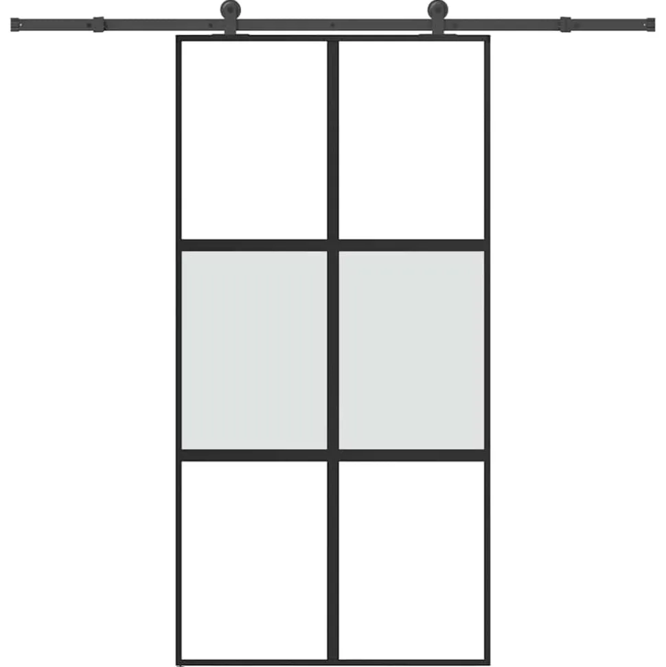 VIDAXL - Porte coulissante kit de quincaillerie trempé verre aluminium