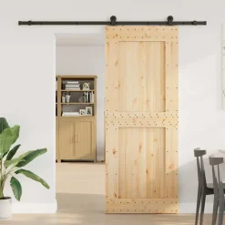 VIDAXL - Porte coulissante et kit de quincaillerie 90x210 cm pin massif
