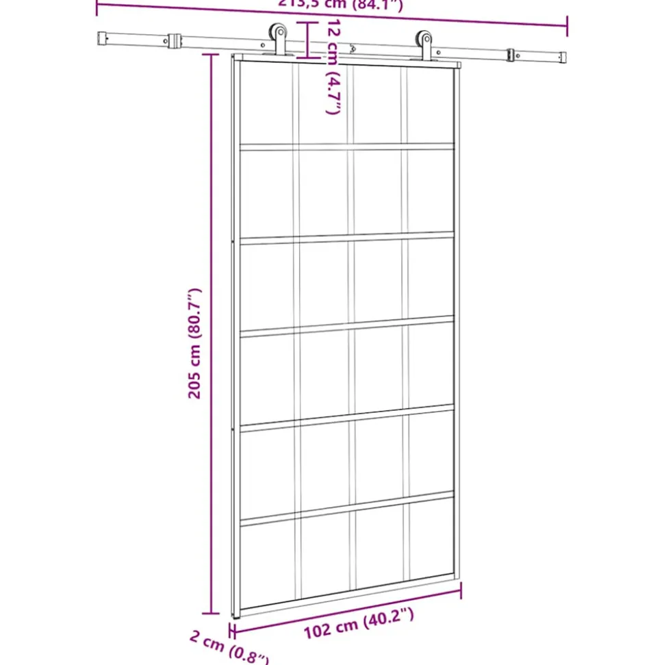 VIDAXL - Porte coulissante et quincaillerie esg verre et aluminium