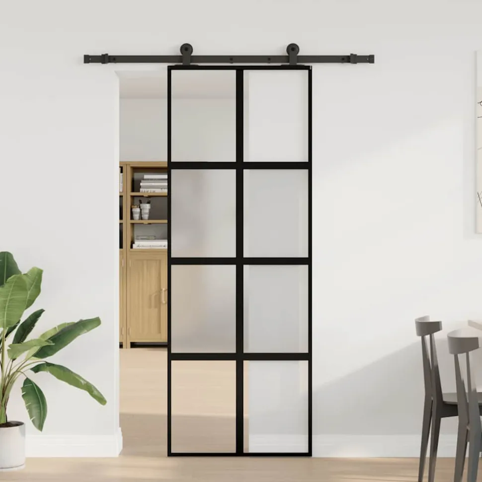 VIDAXL - Porte coulissante kit de quincaillerie trempé verre aluminium