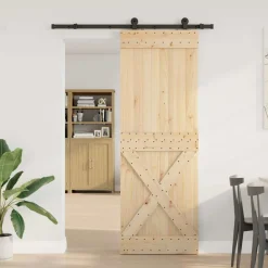 VIDAXL - Porte coulissante et kit de quincaillerie 80x210 cm pin massif