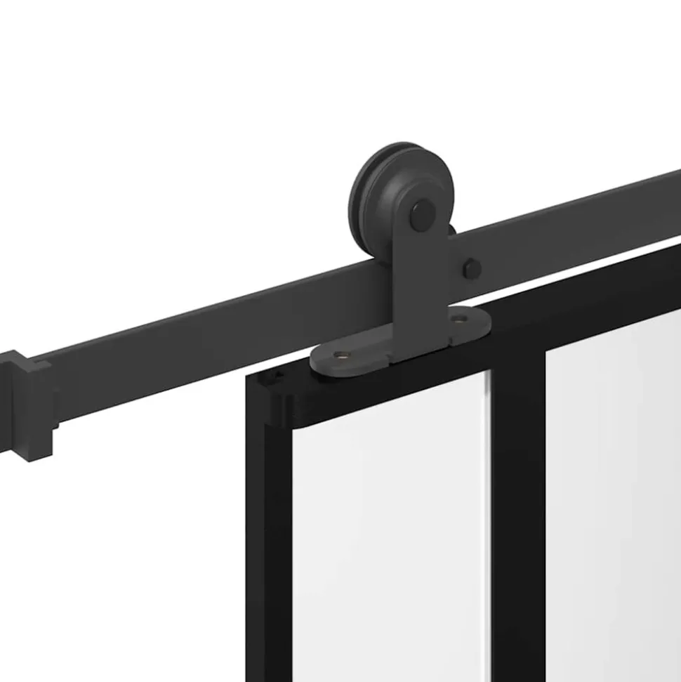 VIDAXL - Porte coulissante kit de quincaillerie trempé verre aluminium