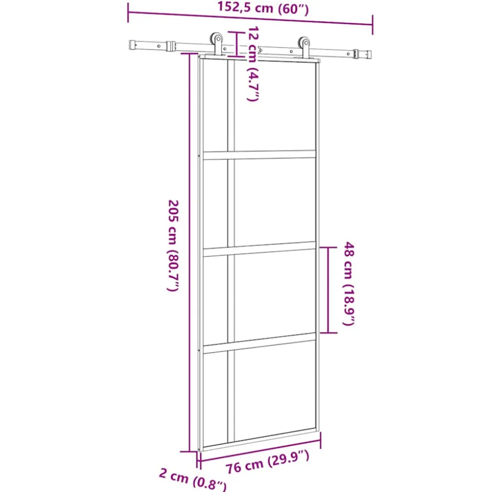 VIDAXL - Porte coulissante kit de quincaillerie trempé verre aluminium