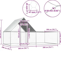 VIDAXL - Poulailler 4 x 2 x 2 m acier galvanisé