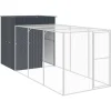 VIDAXL - Poulailler avec cour anthracite 165x455x181 cm acier galvanisé