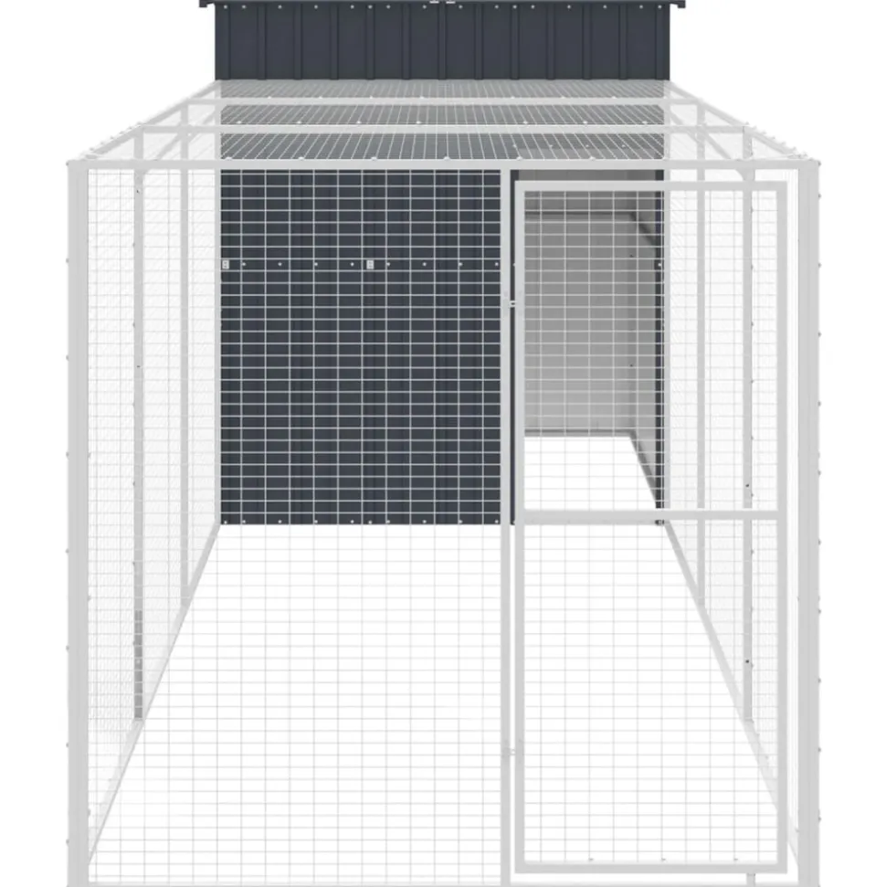VIDAXL - Poulailler avec cour anthracite 165x455x181 cm acier galvanisé