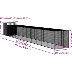 VIDAXL - Poulailler avec cour anthracite 165x1271x181 cm acier galvanisé