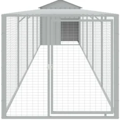 VIDAXL - Poulailler avec cour gris clair 117x609x123 cm acier galvanisé