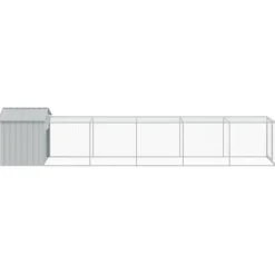 VIDAXL - Poulailler avec cour gris clair 117x609x123 cm acier galvanisé