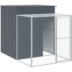 VIDAXL - Poulailler avec cour anthracite 165x863x181 cm acier galvanisé