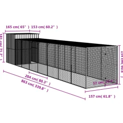 VIDAXL - Poulailler avec cour anthracite 165x863x181 cm acier galvanisé