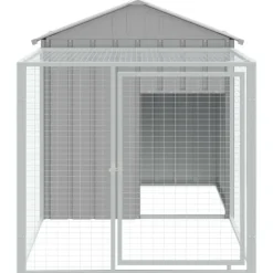 VIDAXL - Poulailler avec cour gris clair 117x201x123 cm acier galvanisé